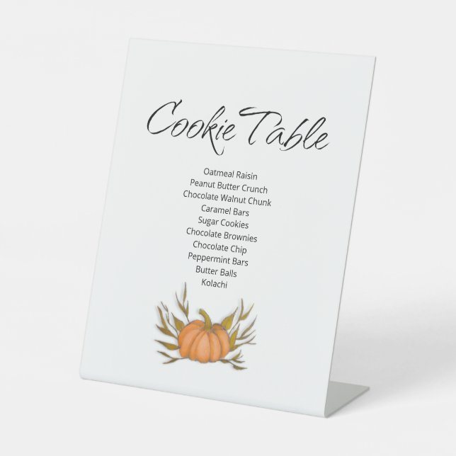 Little Pumpkin Cookie Table Fall Baby Shower  Pedestal Sign (Front)