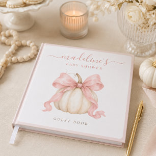 Little Pumpkin Coquette Pink Bow Baby Girl Shower Guest Book