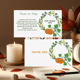 Little Pumpkin Couples Baby Shower Greenery Wreath Enclosure Card