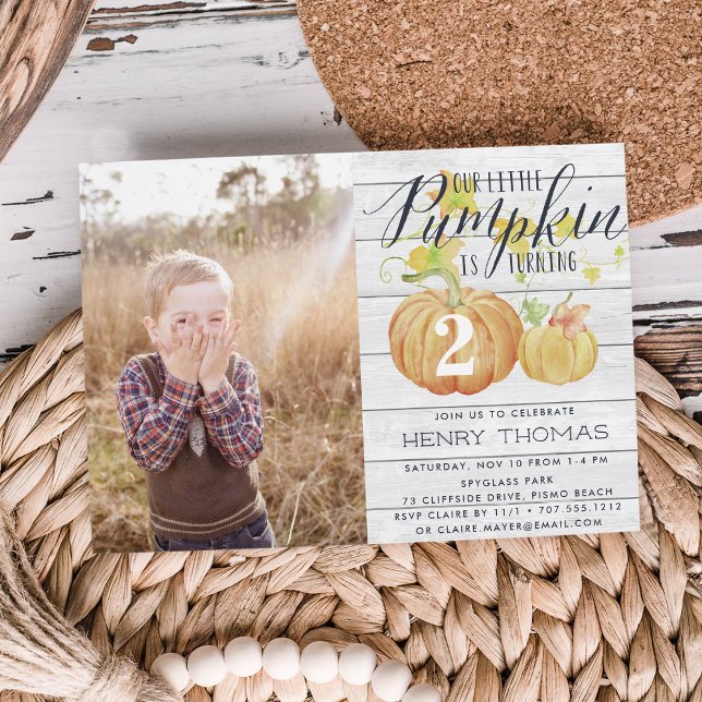 Little Pumpkin Custom Age Birthday Party Photo Invitation (Creator Uploaded)