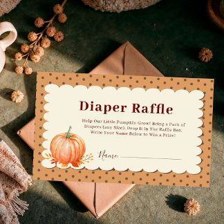 Little Pumpkin Diaper Raffle Baby Shower Fall Enclosure Card