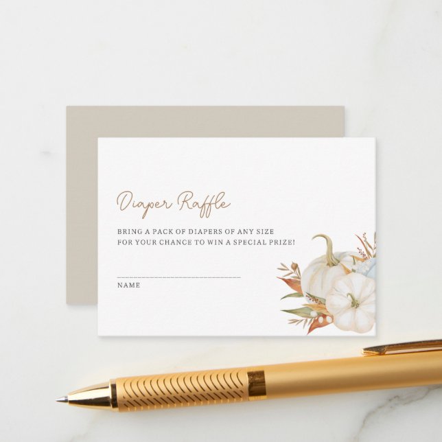 Little Pumpkin Diaper Raffle Enclosure Card (Front/Back In Situ)