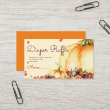 Little pumpkin  diaper raffle ticket 