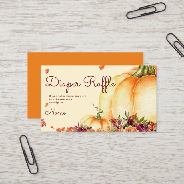 Little pumpkin  diaper raffle ticket  (Front/Back In Situ)