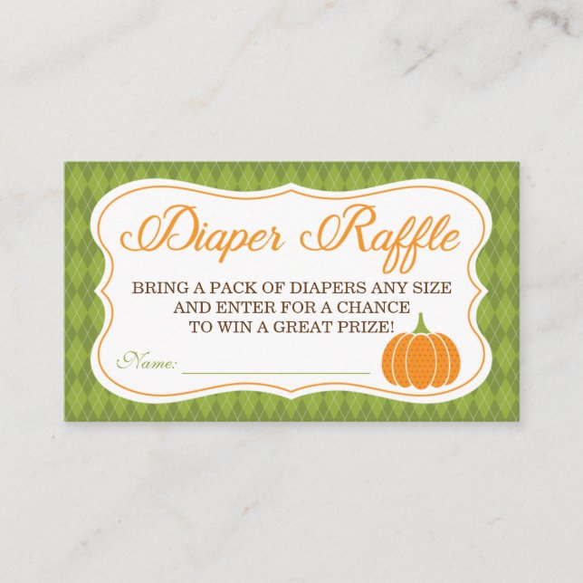 Little Pumpkin Diaper Raffle Ticket Enclosure Card (Front)