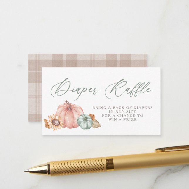 Little Pumpkin Diaper Raffle Tickets Enclosure Card (Front/Back In Situ)