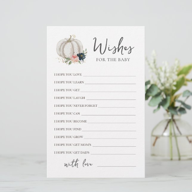 Little Pumpkin Editable Wishes for the Baby Shower (Standing Front)