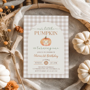 Little Pumpkin Fall 1st Birthday Invitation