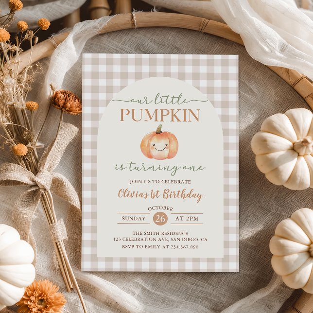Little Pumpkin Fall 1st Birthday Invitation (Creator Uploaded)