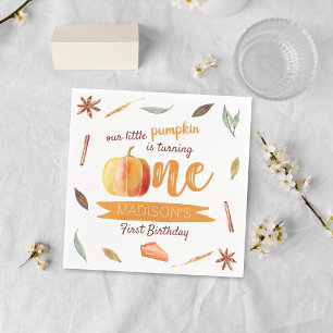 Little Pumpkin Fall 1st Birthday Napkin