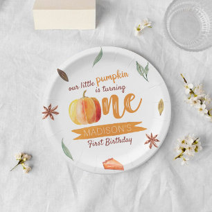 Little Pumpkin Fall 1st Birthday Paper Plate