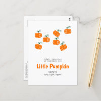 Little Pumpkin Fall 1st Birthday Party Invitation