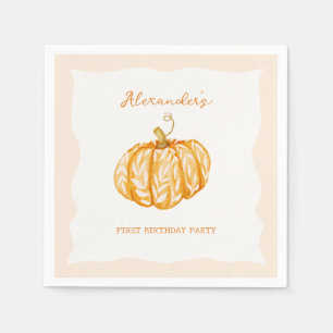Little Pumpkin Fall Autumn 1st Birthday Party Napkin