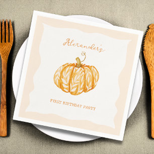 Little Pumpkin Fall Autumn 1st Birthday Party Napkin