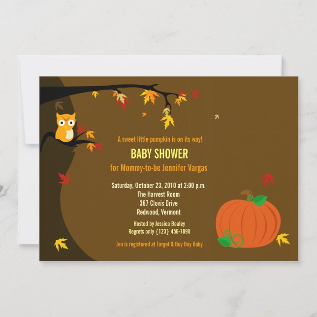 Little Pumpkin Fall Autumn Baby Shower Invitation (Front)