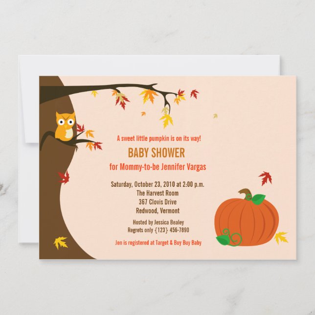 Little Pumpkin Fall Autumn Baby Shower Invitation (Front)