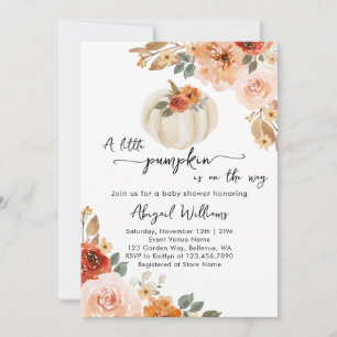Little Pumpkin Fall Autumn Baby Shower Invitation