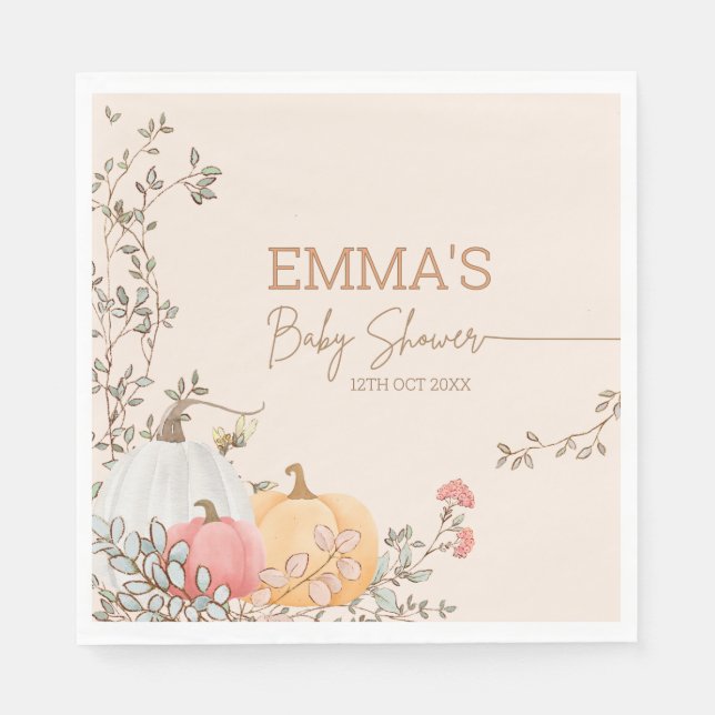 Little Pumpkin Fall Autumn Baby Shower Napkin (Front)