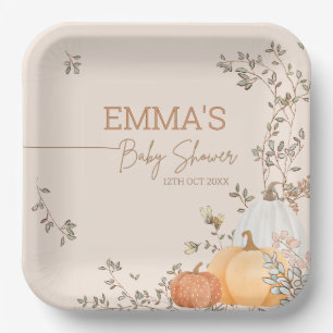 Little Pumpkin Fall Autumn Baby Shower Paper Plate