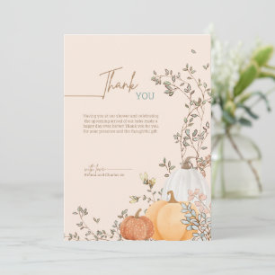 Little Pumpkin Fall Autumn Baby Shower Thank You Card