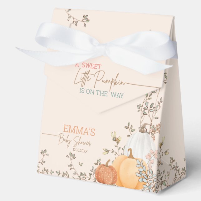 Little Pumpkin Fall Autumn Baby Shower Thank You Favour Box (Front)