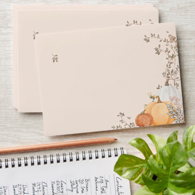 Little Pumpkin Fall Autumn Gender Baby Shower  Envelope (Stacked)