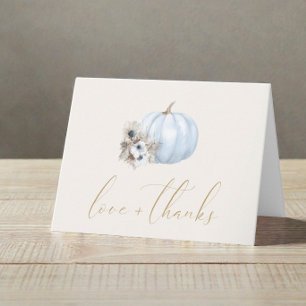 Little Pumpkin Fall Baby Boy Shower Thank You Card