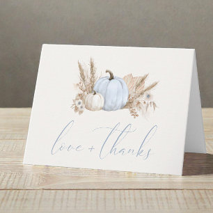 Little Pumpkin Fall Baby Boy Shower Thank You Card