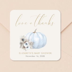 Little Pumpkin Fall Baby Boy Shower Thank You Square Sticker