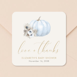 Little Pumpkin Fall Baby Boy Shower Thank You Square Sticker