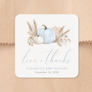 Little Pumpkin Fall Baby Boy Shower Thank You Square Sticker
