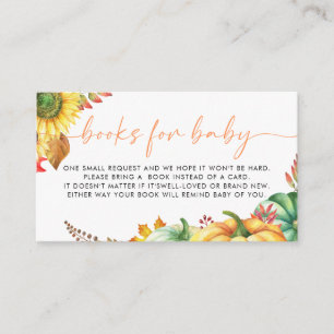 Little Pumpkin Fall Baby Shower Books for Baby Enclosure Card