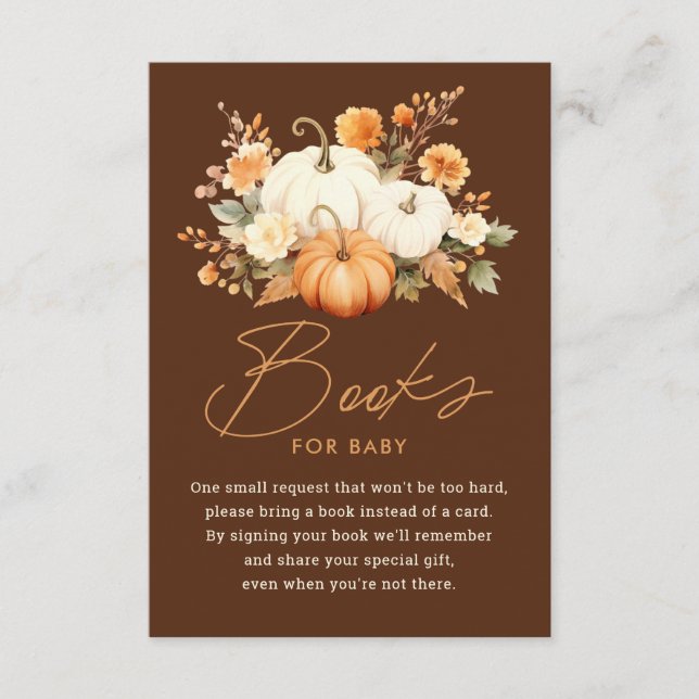Little Pumpkin Fall Baby Shower Books for Baby Enclosure Card (Front)