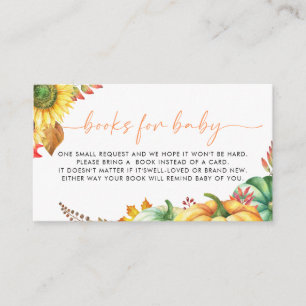 Little Pumpkin Fall Baby Shower Books for Baby Enclosure Card