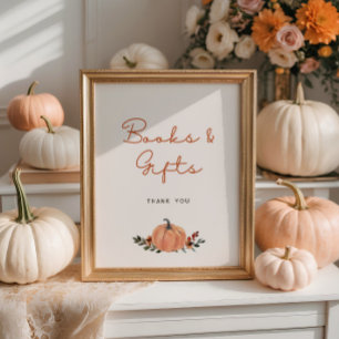 Little Pumpkin Fall Baby Shower Books Gifts Poster