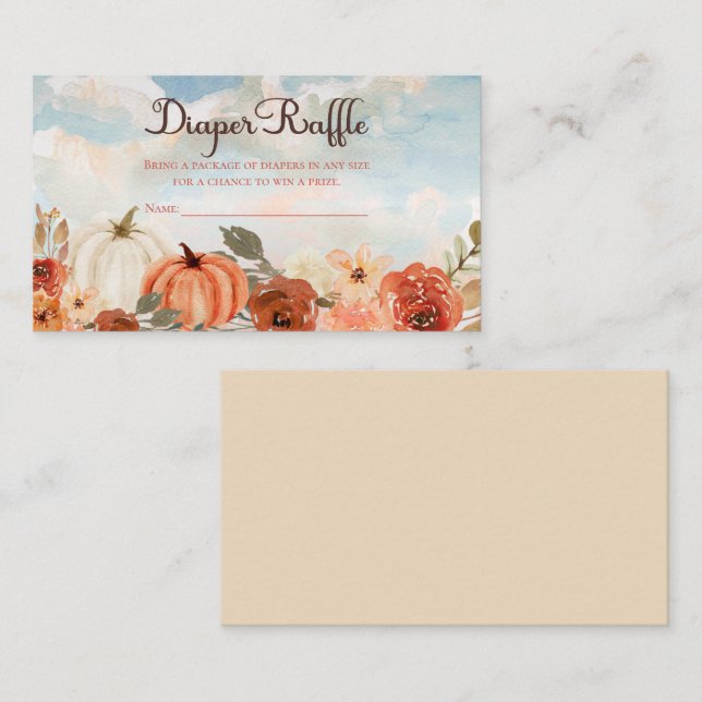 Little Pumpkin | Fall Baby Shower Diaper Raffle  Enclosure Card (Front/Back)