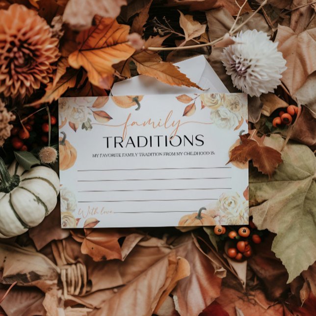 Little Pumpkin Fall Baby Shower Family Traditions Enclosure Card (Creator Uploaded)