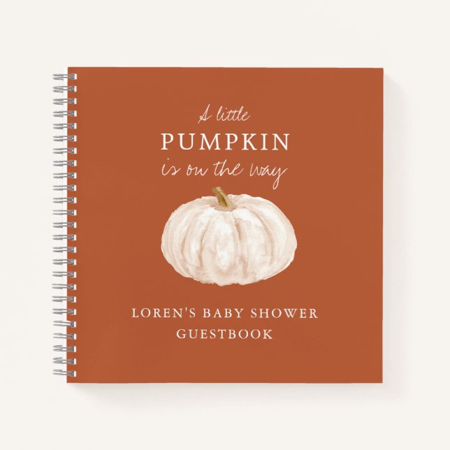 Little Pumpkin Fall Baby Shower Guestbook Notebook (Front)