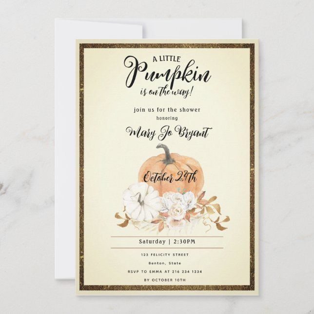 Little Pumpkin Fall Baby Shower Invitation (Front)