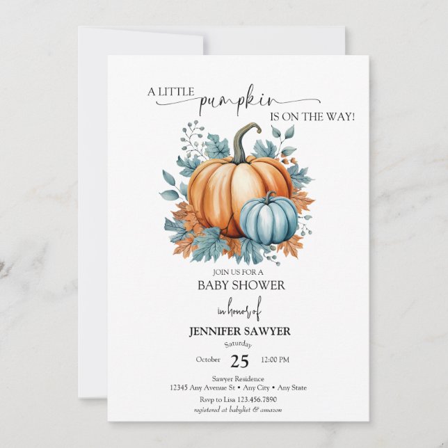 Little Pumpkin | Fall Baby Shower Invitation (Front)