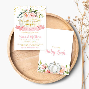 Little Pumpkin Fall Baby Shower Invitation Girl