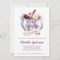 Little pumpkin fall baby shower invitation purple