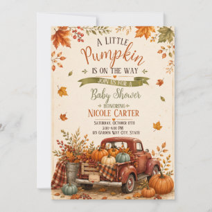 Little Pumpkin Fall Baby Shower Invitation Vintage