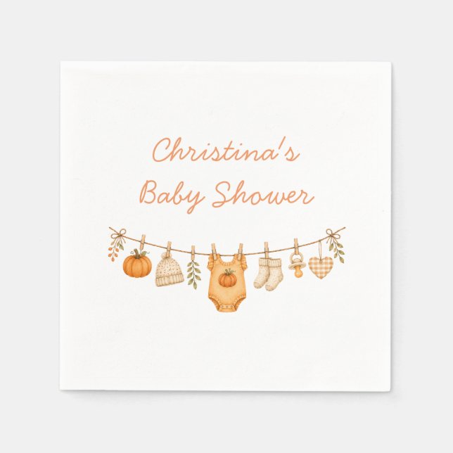 Little Pumpkin Fall Baby Shower Napkin (Front)