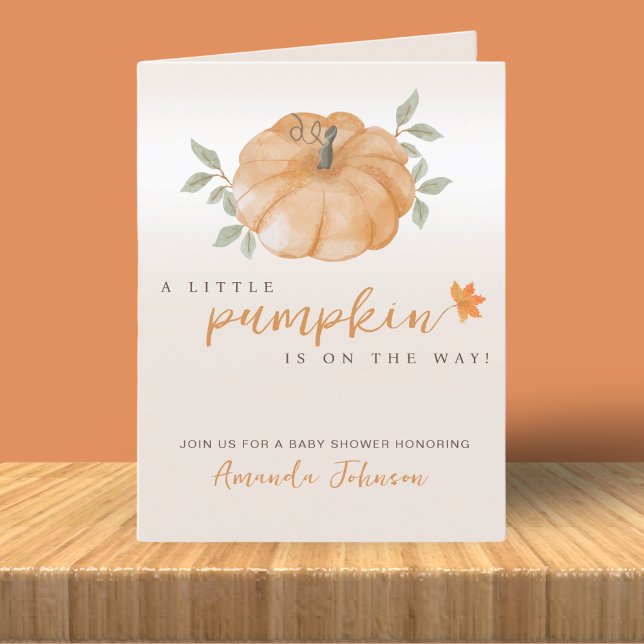 Little Pumpkin Fall Baby Shower Orange Invitation (Creator Uploaded)