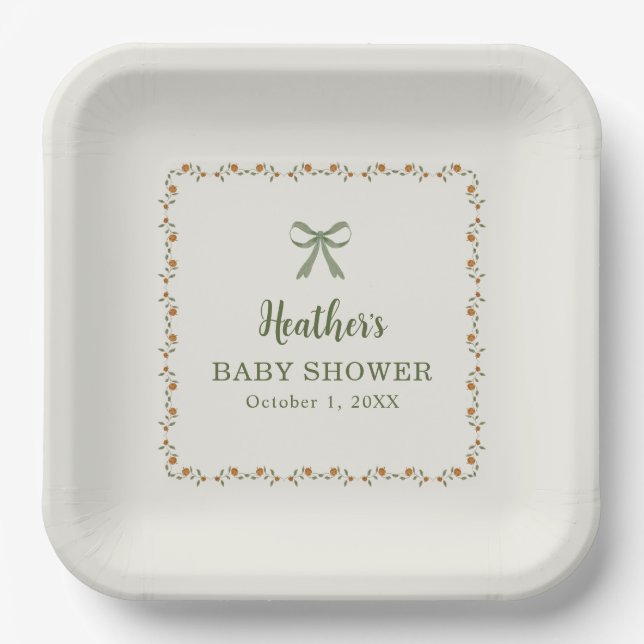 Little Pumpkin Fall Baby Shower Paper Plate (Front)