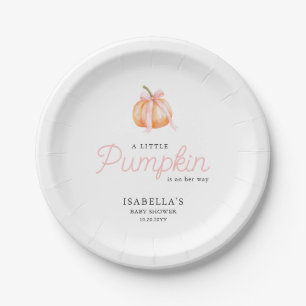 Little Pumpkin Fall Baby Shower Paper Plate