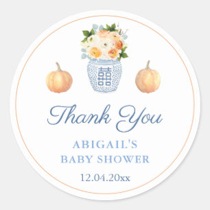 Little Pumpkin Fall Baby Shower Shower Favour Classic Round Sticker