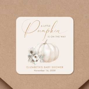 Little Pumpkin Fall Baby Shower Square Sticker