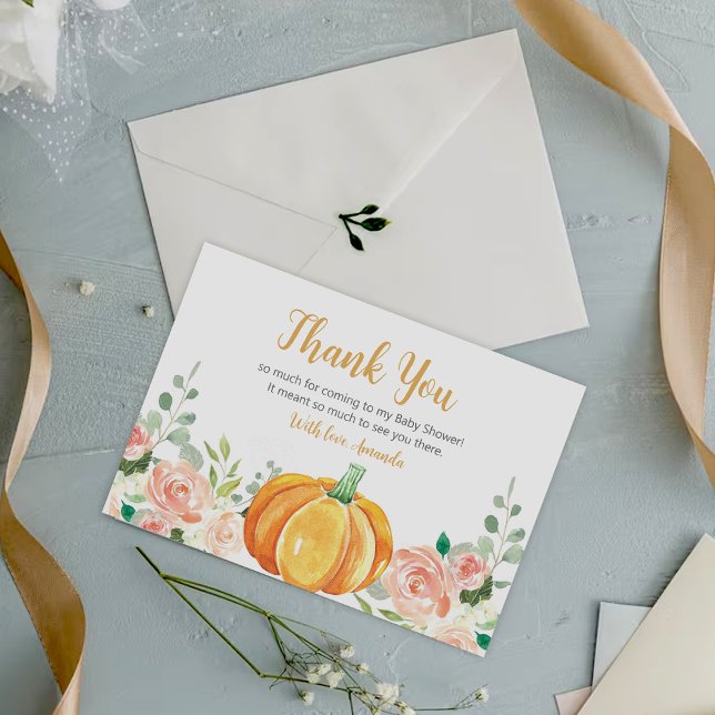 Little Pumpkin Fall Baby Shower Thank You Card (Creator Uploaded)